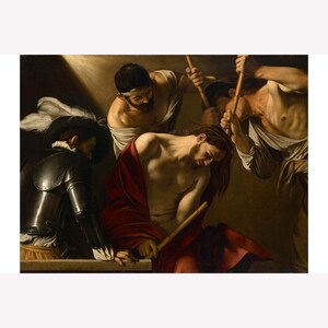 Caravaggio; The Crowning with Thorns, ca.1604; Fine Giclee Print -  Teak Wood Magnetic Hanger Frame Optional