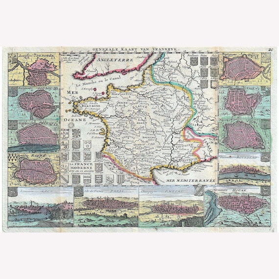 Map of France; Antique Map; Historic Cartography; 1747