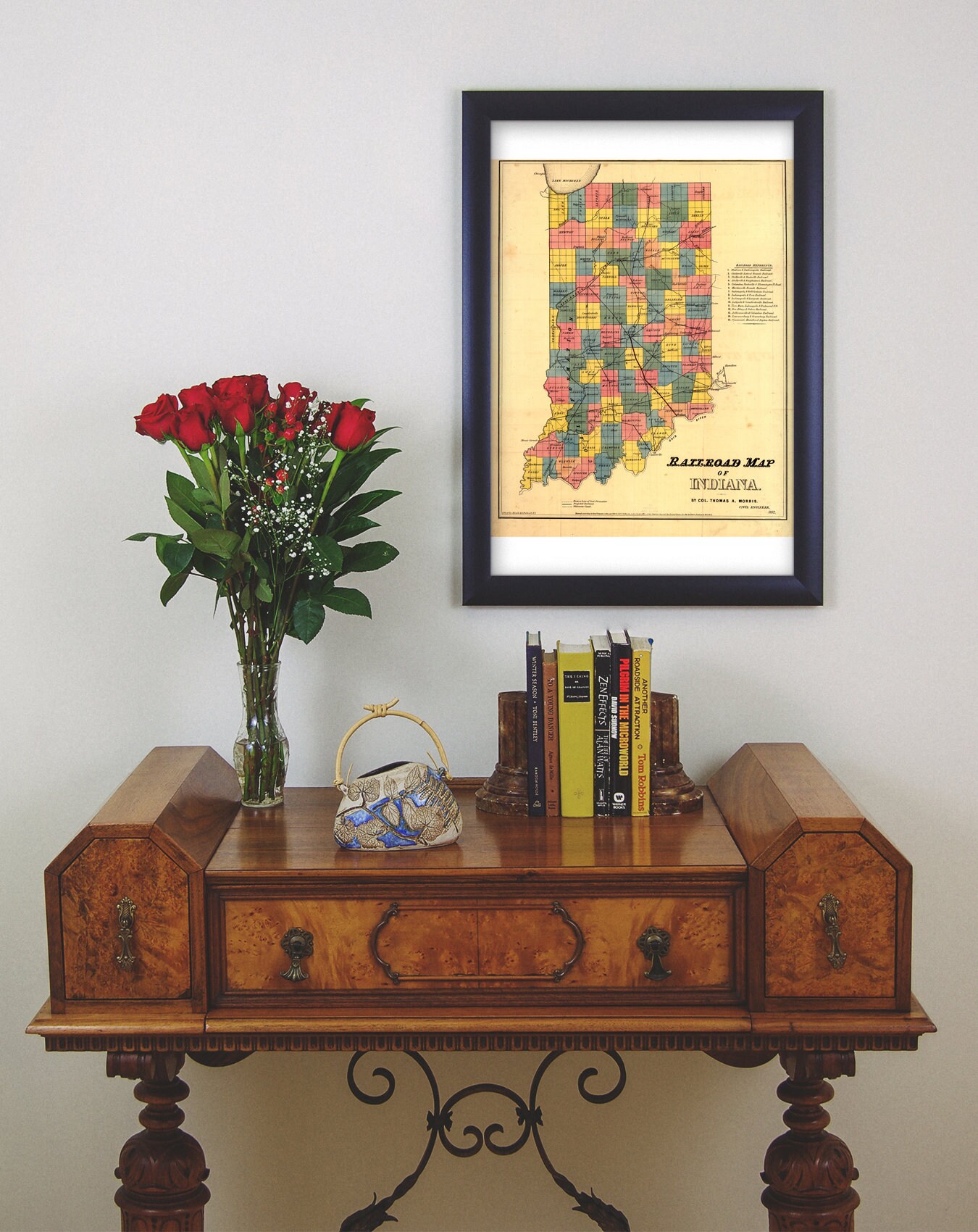 Railroad Map of Indiana 1850 Antique Map Custom Printed | Etsy