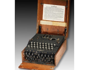 Vintage WWII Enigma Machine Photograph – Historic Encryption Wall Art