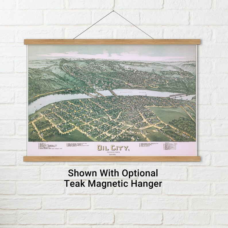 Map of Oil City Pennsylvania 1896 Antique Birdseye Map Etsy