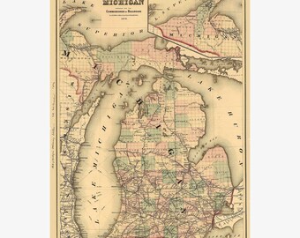 Michigan Central Railroad Map 1891 Antique Michigan Central Railroad Map Vintage Michigan | Etsy Canada