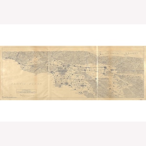 San Gabriel Mountains; Los Angeles; Antique Map; 1915 -  Teak Wood Magnetic Hanger Frame Optional