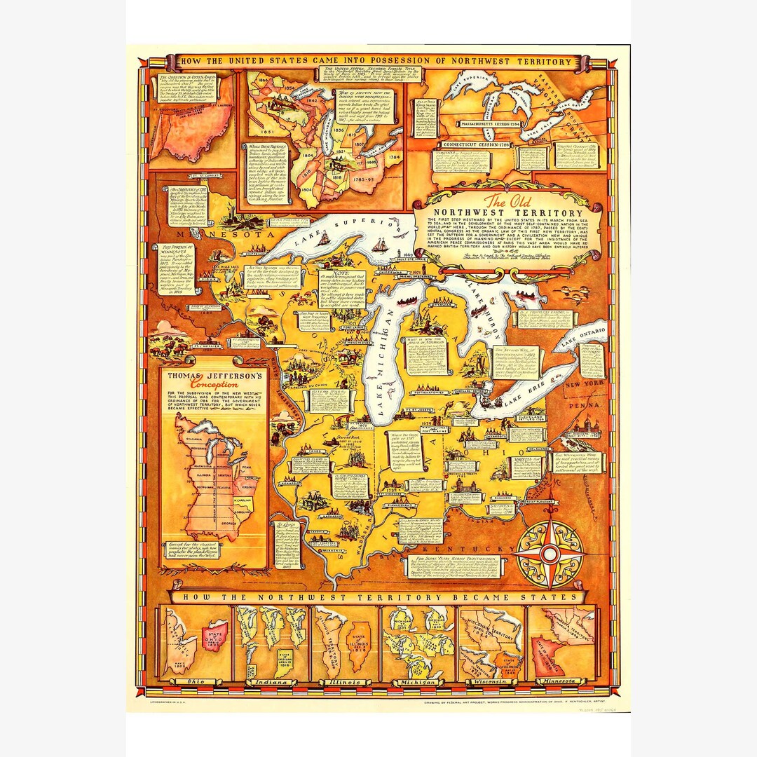 Historical Map of Old Northwest Territory Pub 1937 Teak - Etsy