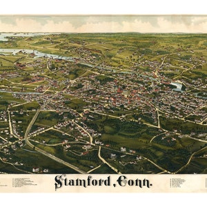 Map of Stamford Connecticut 1883 Antique Birdseye Map | Etsy