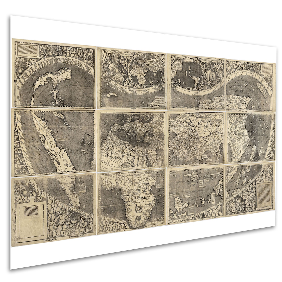 World Map by Martin Waldseemuller 1507 Historic Map Custom Etsy