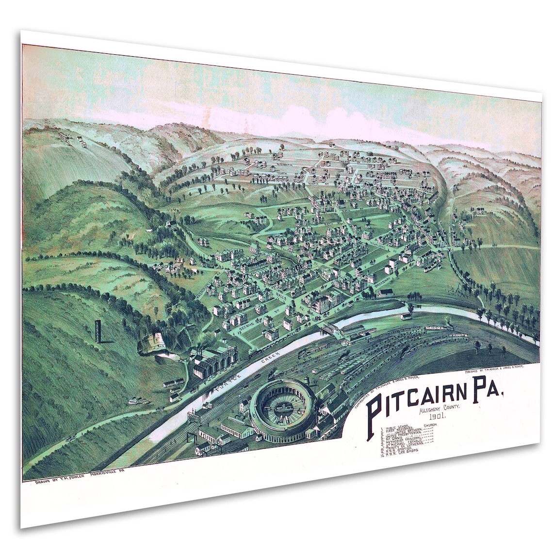 Map of Pitcairn Pennsylvania 1901 Antique Birdseye Map Etsy