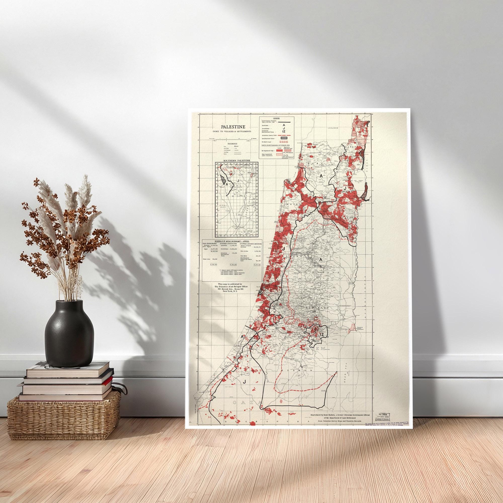 Historic 1949 Map of Palestine With Village and Settlement Index - Etsy