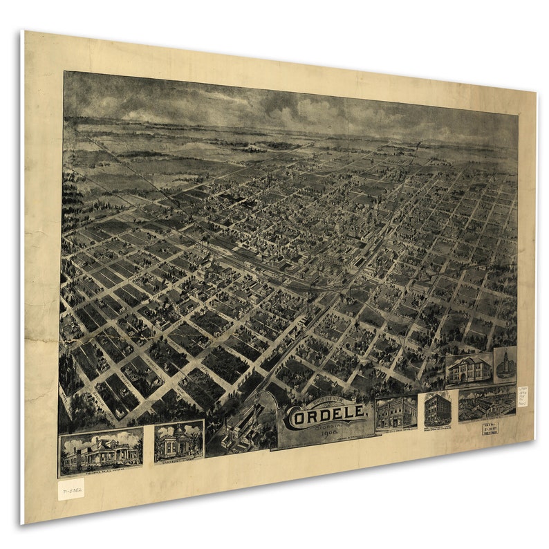 Cordele Antique Birdseye Map 1908 Teak Wood Etsy