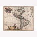 North America & South America Antique Map by Visscher 1658 - Teak Wood ...
