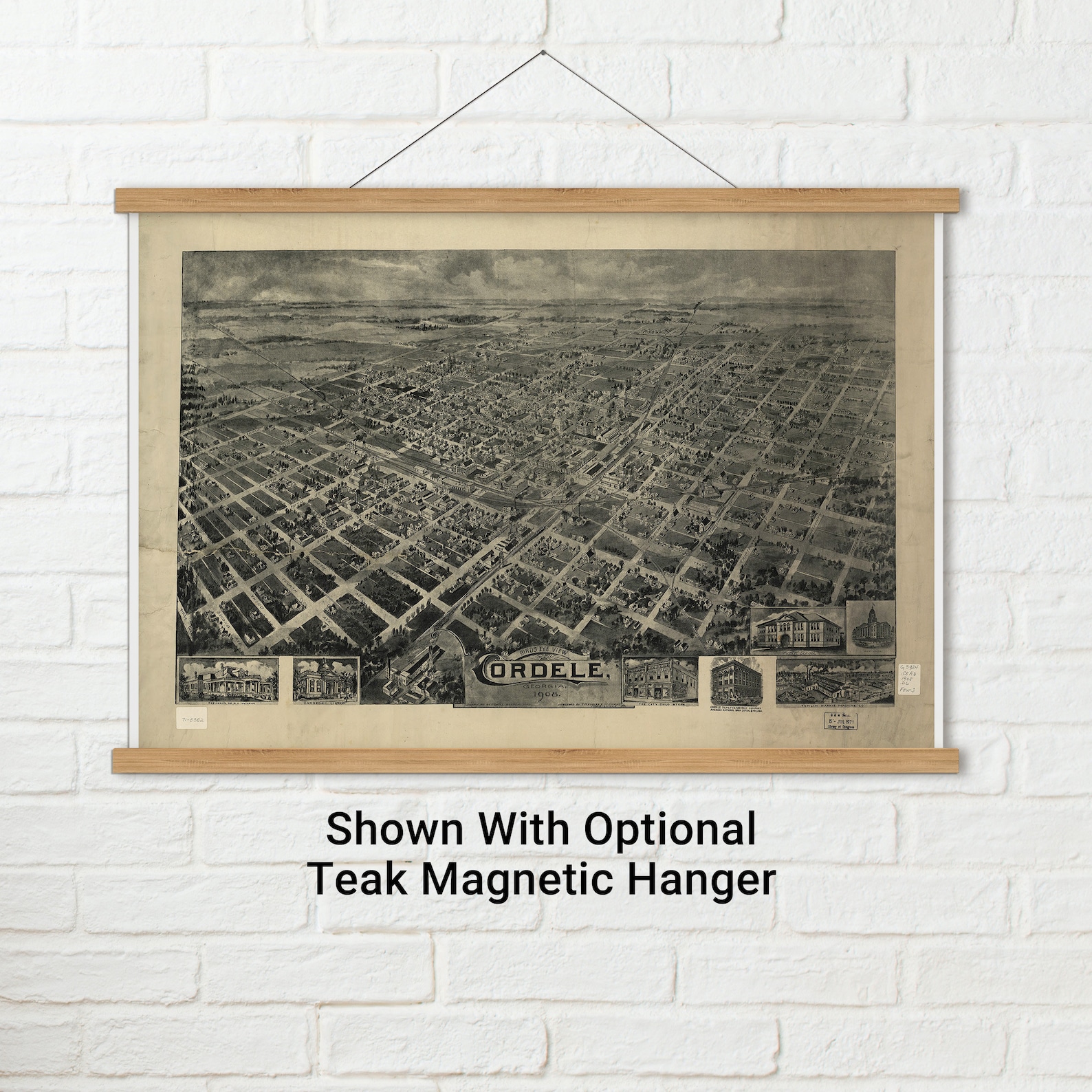 Cordele Antique Birdseye Map 1908 Teak Wood Etsy