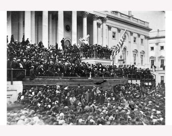 Abraham Lincoln; Second Inaugural Address; Antique Photograph -  Teak Wood Magnetic Hanger Frame Optional