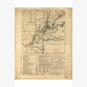 Map of New York City & Revolutionary War Chronology, Antique Map, 1776 - Teak Wood Magnetic Hanger Frame Optional