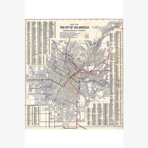 Map Of California Rail Systems in Los Angeles; 1906; Antique Map - Teak Wood Magnetic Hanger Frame Optional