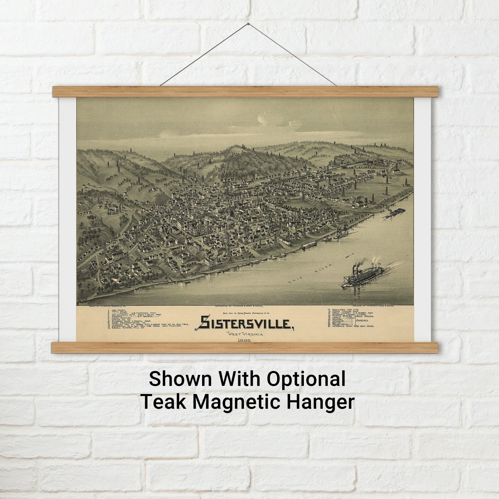 Map of Sistersville West Virginia 1896 Antique Birdseye Map Etsy