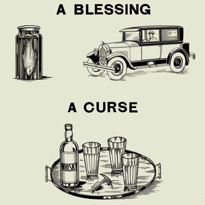 Prohibition Poster; Alcohol A Blessing A Curse; Dominion Scientific Temperance - Teak Wood Magnetic Hanger Frame Optional