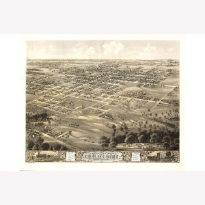 Chillicothe, Livingston County, Missouri; 1869 Antique Birdseye Map