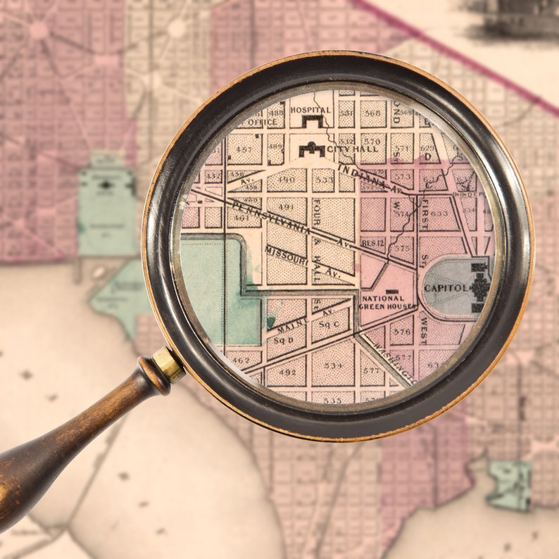 & Washington DC Antique Map by Colton 1863 Teak Etsy