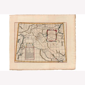 Mt. Ararat, City of Babel; Antique Map; Biblical Map, Mead Bradock, 1747 -  Teak Wood Magnetic Hanger Frame Optional