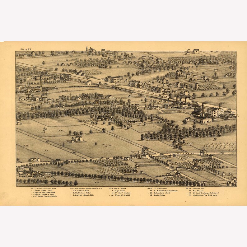 St. Louis Missouri Manchester Road Historic Illustration Etsy