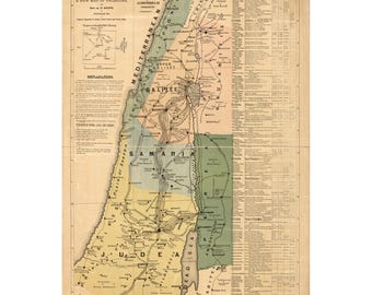 1881 Andrew Pearce Stout Map Charting Jesus' Historical Routes Through Palestine