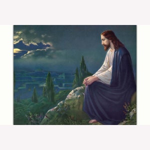 Giovanni (Josef Untersberger); Christ on the Mount of Olives -  Teak Wood Magnetic Hanger Frame Optional