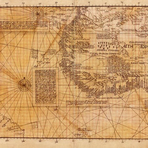 Waldseemuller's Carta Marina; Historic Map ca.1516 -  Teak Wood Magnetic Hanger Frame Optional