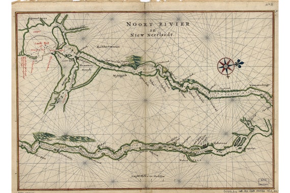 Hudson River; Historic Map by Vingboons 1639