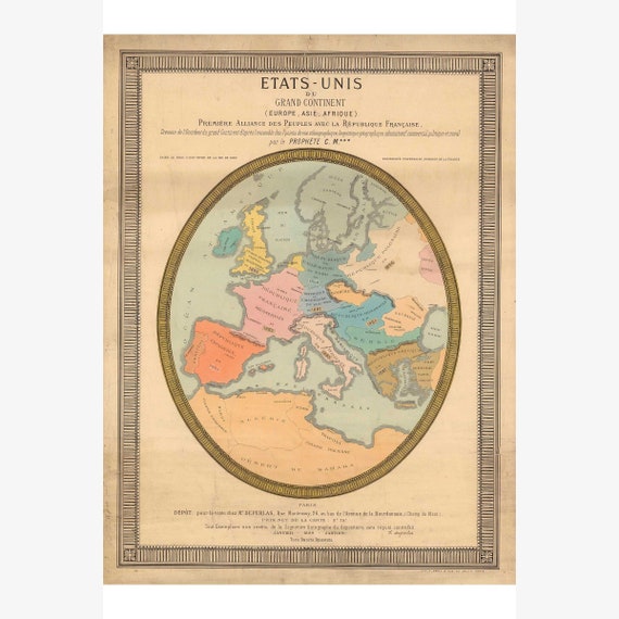 Geopolitical Prophecy Map Based on Nostradamus French 1884 | Etsy