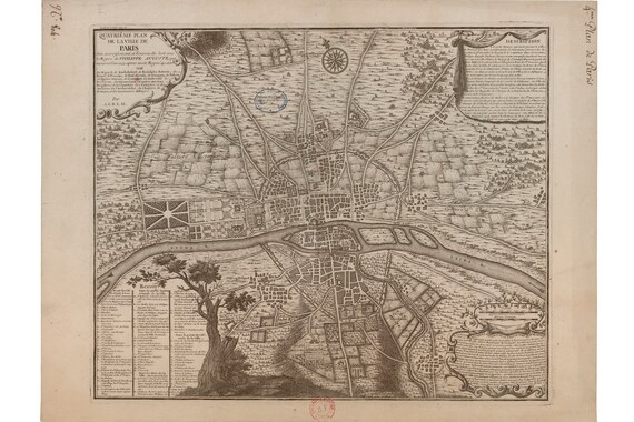 Plan De Paris 1223 Traite De La Police Antique Police Map Of Paris - 
