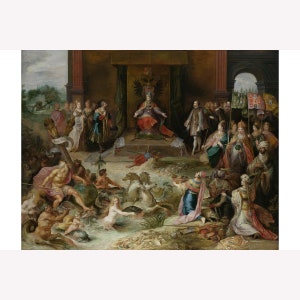 Frans Francken II Troonsafstand Karel V -  Teak Wood Magnetic Hanger Frame Optional