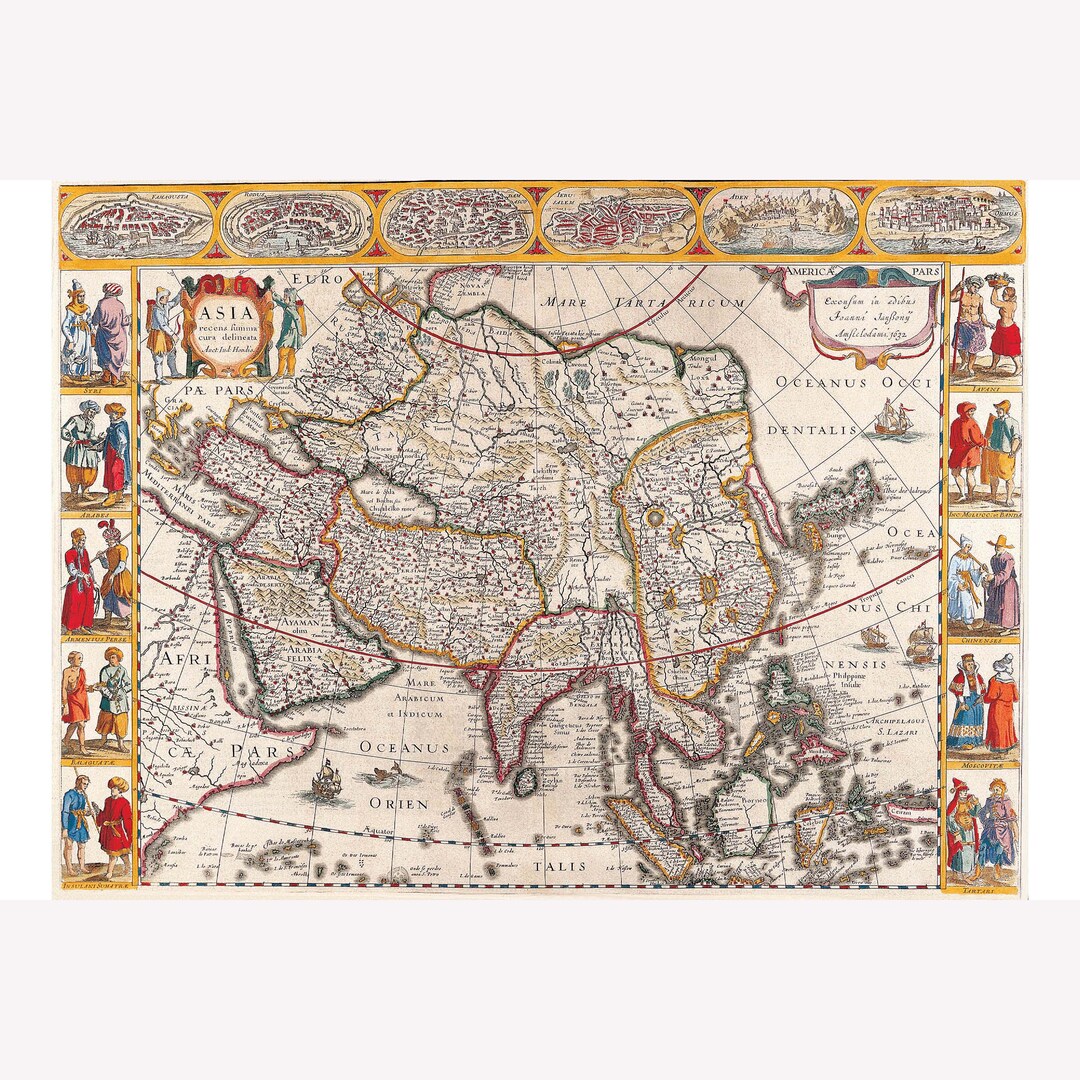 Asia 1632 Map by Jansonn; Beautiful Historic Cartography - Etsy