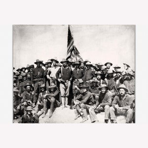 Teddy Roosevelt & the Rough Riders; Spanish-American War Poster -  Teak Wood Magnetic Hanger Frame Optional