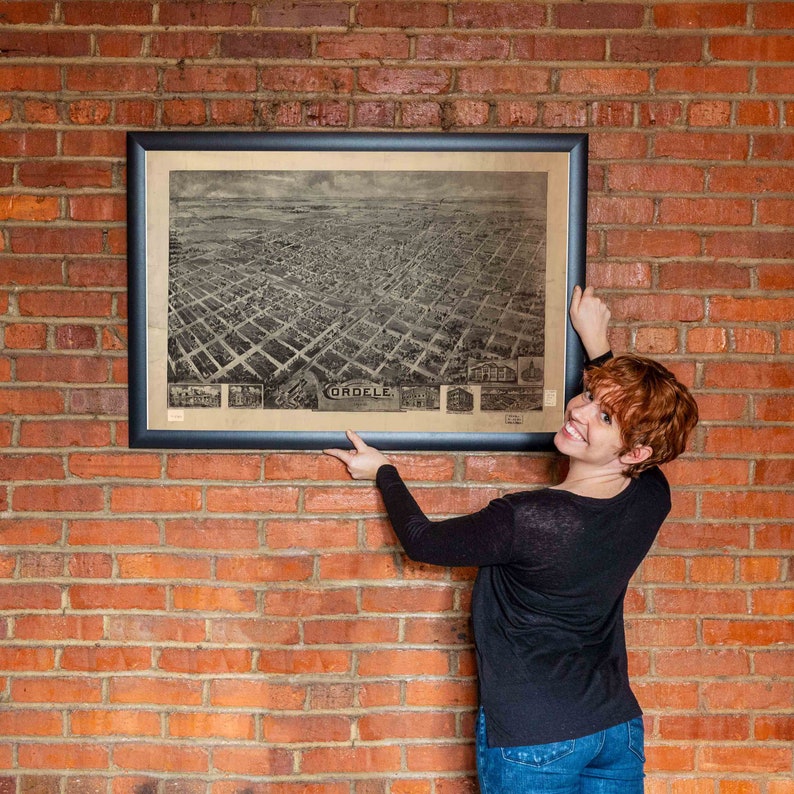 Cordele Antique Birdseye Map 1908 Teak Wood Etsy