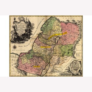 Map of Palestine; Judea; Israel 1759; Custom Printed -  Teak Wood Magnetic Hanger Frame Optional