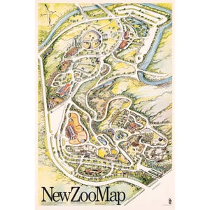 1975 National Zoo Map Highlighting Washington DC Zoological Park Layout