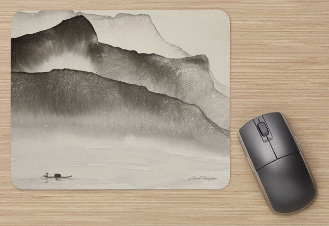 Tapis de souris gaming, XXL, 800 x 300 mm, peinture à l'encre du Japon,  montagne Fuji