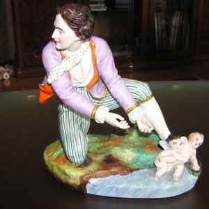 Francuska porcelanowa statua JEAN GILLE Gille 1850-1860 z aniołami