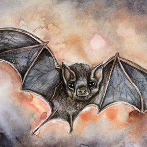 Vampire Bat. Print of Original. Drawlloween.