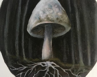 Mushroom. Drawlloween Print of Original.