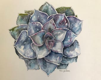 多肉植物の水彩画 - サボテンのアートプリント - 多肉植物の絵画 - 南