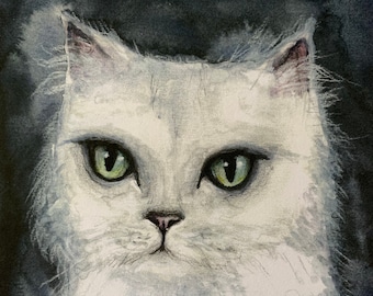 気まぐれな猫の水墨画：風変わりな生き物のアートプリント - Etsy 日本