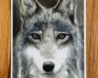 Wolf Watercolor. Print of Original Artwork.