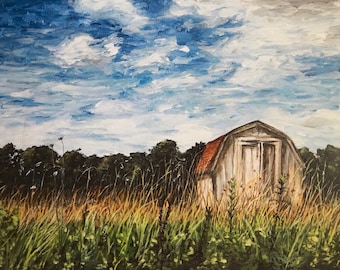 Barn Painting. Print of Original Painting. Country Painting, Landscape, Acrylic Painting, Print, Wall Art.