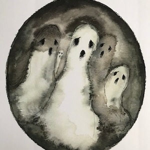 Ghosts. Drawlloween Print of Original Work.
