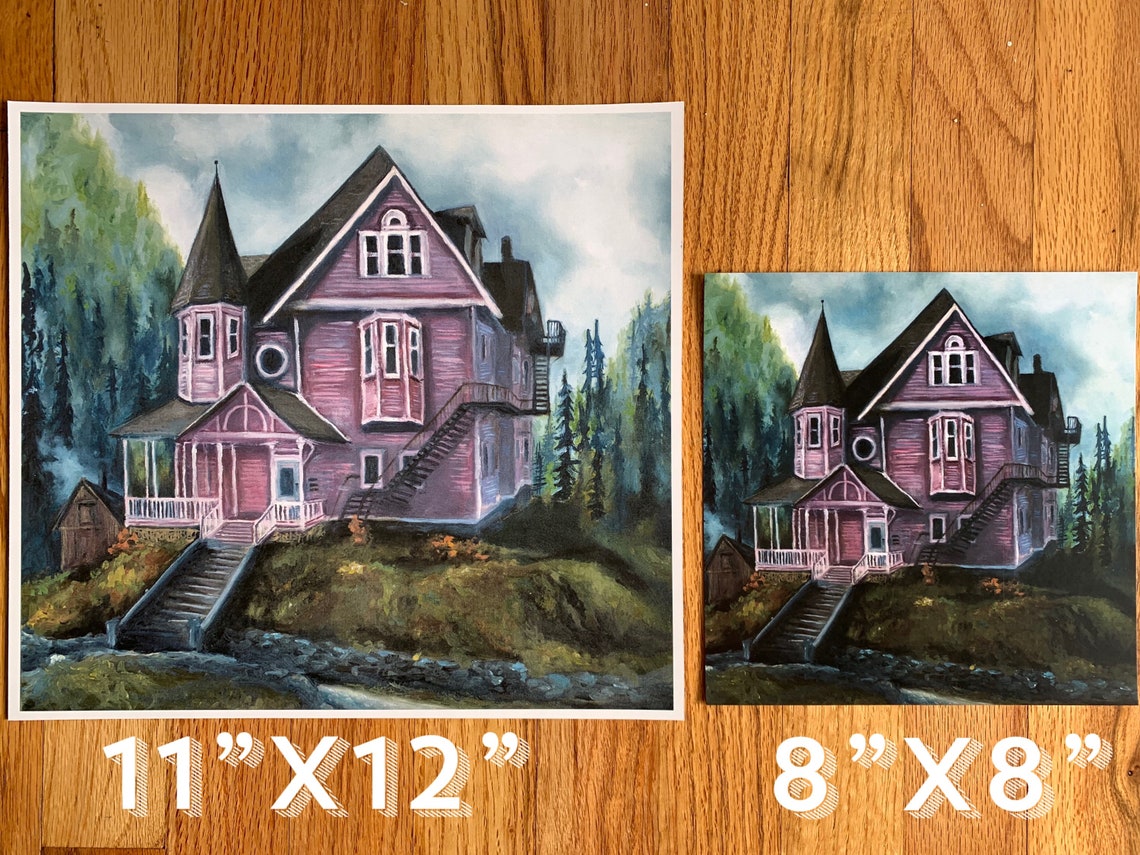 8x8 Pink Palace. Print of Original Oil Painting. New Size Etsy