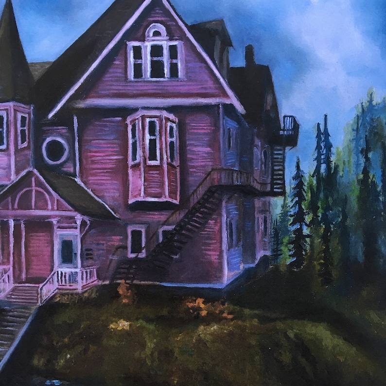 Coraline's Pink Palace. Print of Original Oil Painting. Etsy