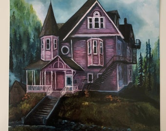 8”x8” Pink Palace. Print of Original Oil Painting. *New Size Option*