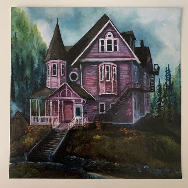 8”x8” Pink Palace. Print of Original Oil Painting. *New Size Option*