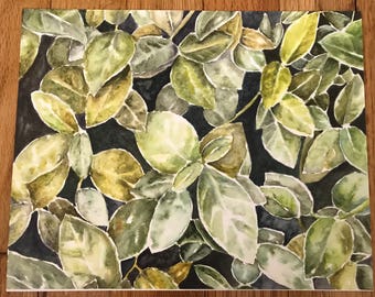 Hojas. Impresión de pintura original. Pintura de hojas, acuarela, naturaleza, impresión, acrílico, arte de pared.